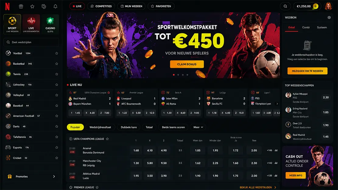 Netflix casino live wedden en sportweddenschappen